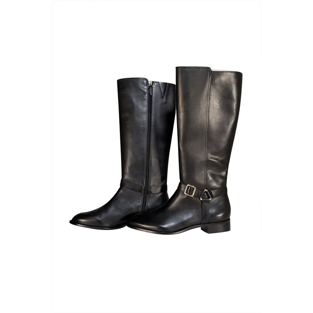 Talbots - Black Genuine Leather Tish Harness Tall Boots Sz 9.5